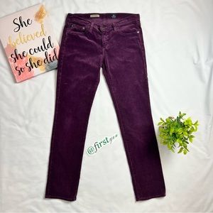 AG Adriano Goldschmided, The Stevie Slim Straight Corduroy purple pants Size 30R